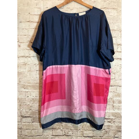 Band of Outsiders Silk Dress Womens 1X Lightweight Retro Shift Artsy Art To Wear - Picture 1 of 15